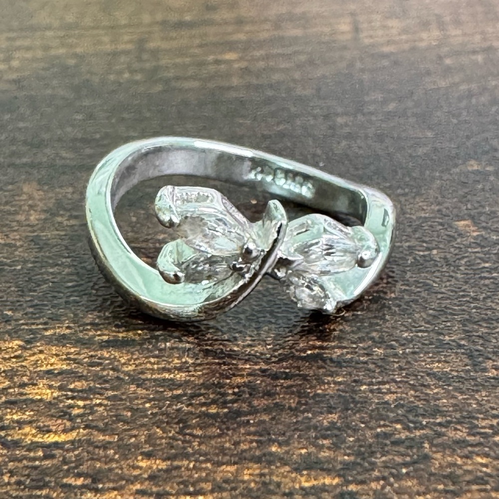 Sterling Silver Crystal Butterfly Ring size 5 Hallmarked 925 RSC